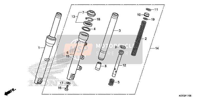 Honda SH125D 2016 Forcella anteriore per un 2016 Honda SH125D